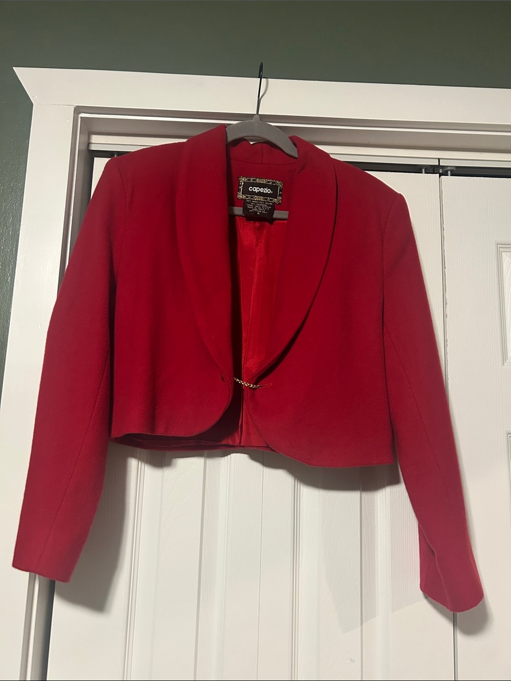 Capezio Women's Red Cropped Shawl-Collar Blazer